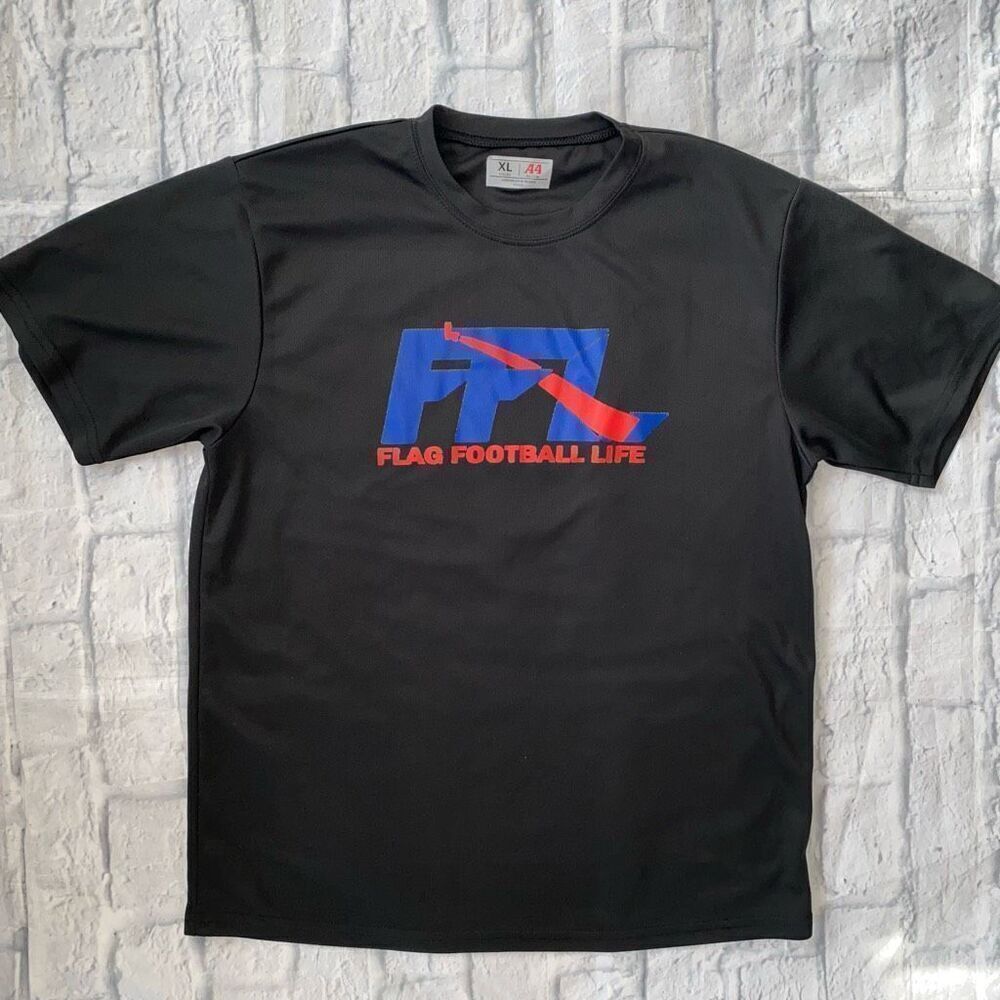 A4 youth XL Short sleeve Crewneck flag football t-shirt black